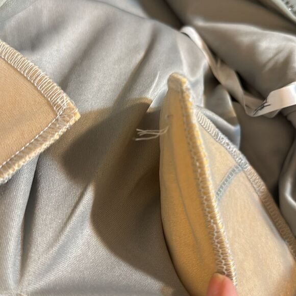 Mac Duggal EMBELLISHED V NECK LONG SLEEVE A LINE GOWN in platinum blue size 12 - Picture 13 of 16